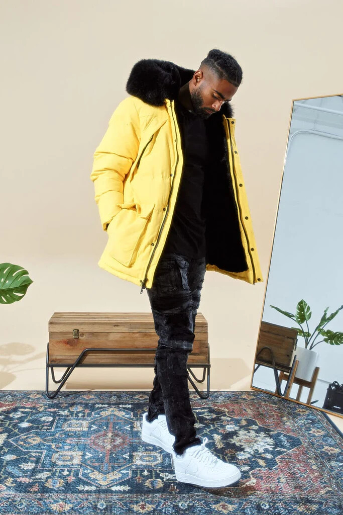 Jordan Craig Men's BISMARCK FUR LINED POLLEN YELLOW GOLD PARKA