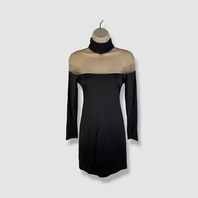 chinese dress ladies ÉTERNE Long Sleeve Turtleneck Mini Dress | Black | Size S