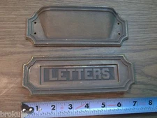 ANTIQUE SARGENT HEAVY SOLID BRONZE ART DECO MAIL SLOT DROP-PASS THROUGH W/SPRING