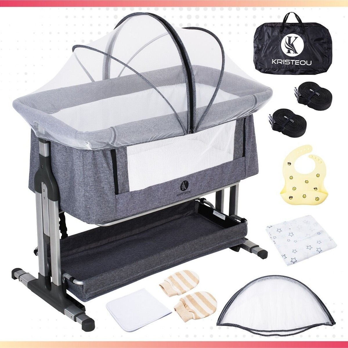 BABY BASSINET BEDSIDE CRIB CRADLE NEWBORN INFANT SLEEPING FOLDABLE