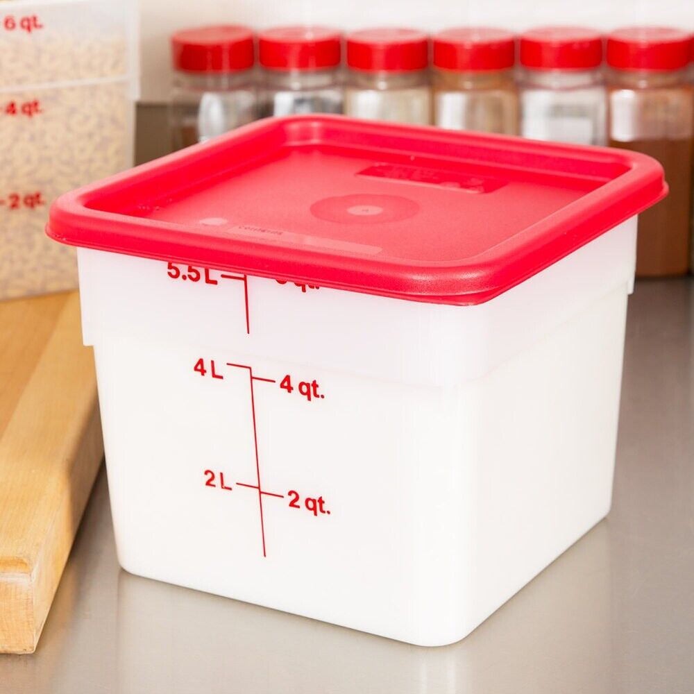 Cambro 6SFSP148 6 Qt. White Poly CamSquare Food Storage Container