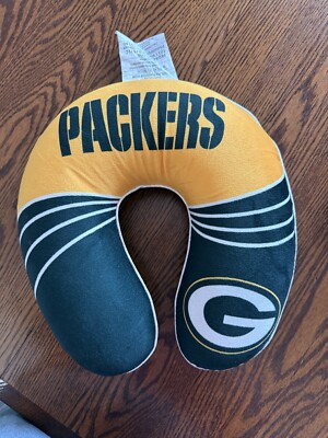 Green Bay Packers NFL Wave Travel Relaxation U-Neck Memory Foam Pillow Green