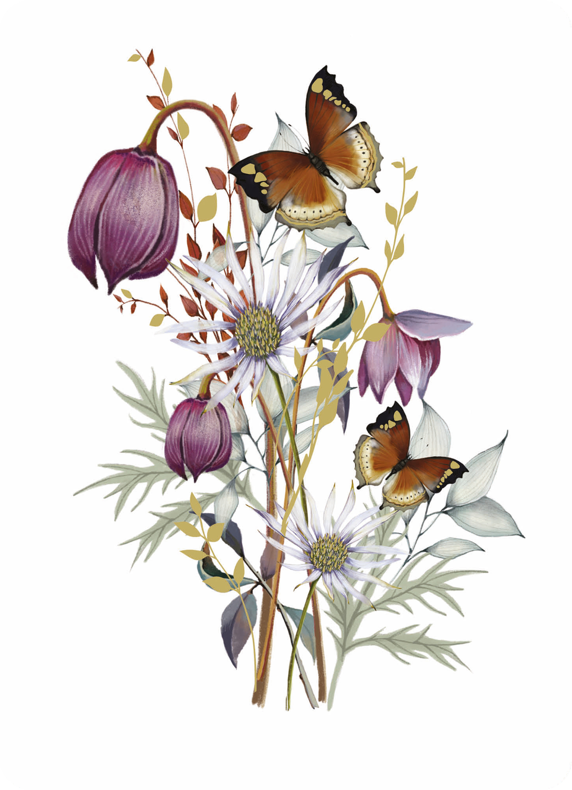 Botanical Blooms Card Collection - Cerise Flowers