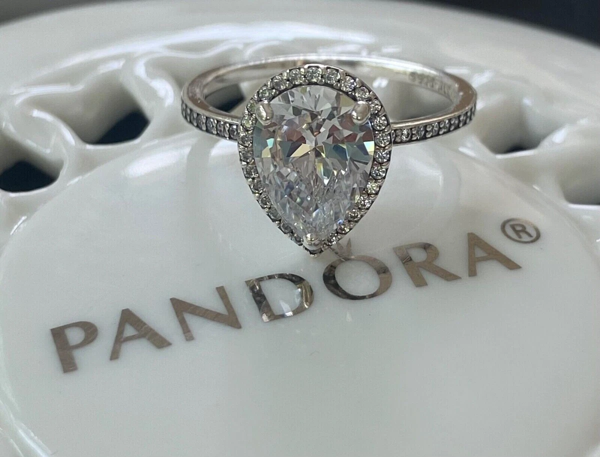 Authentic Pandora Sparkling Teardrop Halo Ring 196251CZ eBay