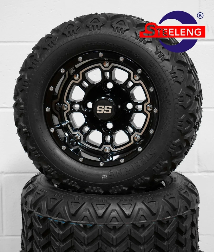 GOLF CART 10" BLACK PANTHER WHEELS/RIMS and 18"x9"-10" DOT ALL TERRAIN TIRES (4) - Image 2 of 4