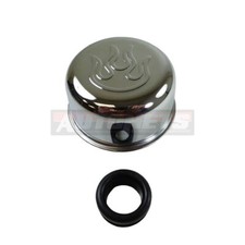 Push In On Chrome Flame Valve Cover Oil Breather Cap 1 Neck Fit 1.25 Hole Sbc