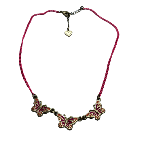 Dot Pink Chain Butterfly Necklace Girls 