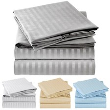 Mellanni 4-Piece Bed Sheet Set STRIPED - Deep Pockets, Wrinkle Resistant