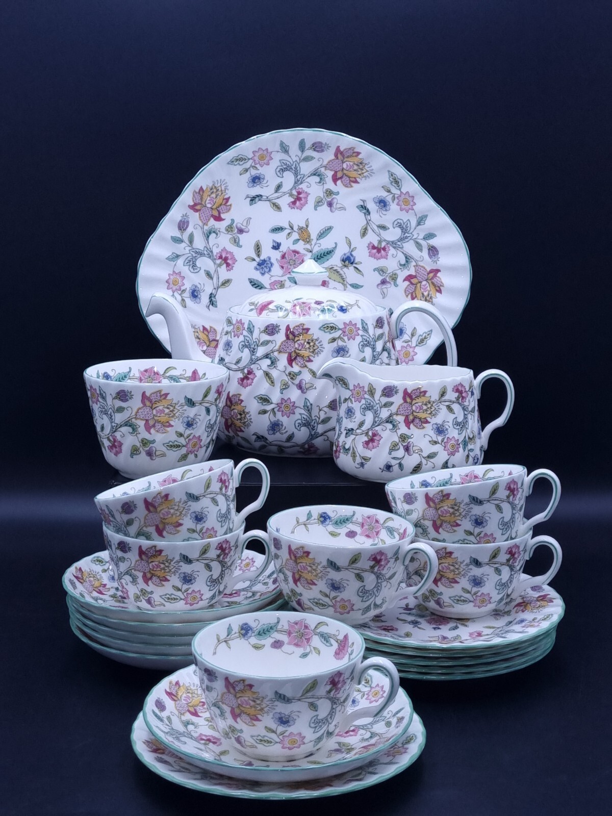 Minton Haddon Hall Tea Set for 6 People with Teapot1st Quality eBay