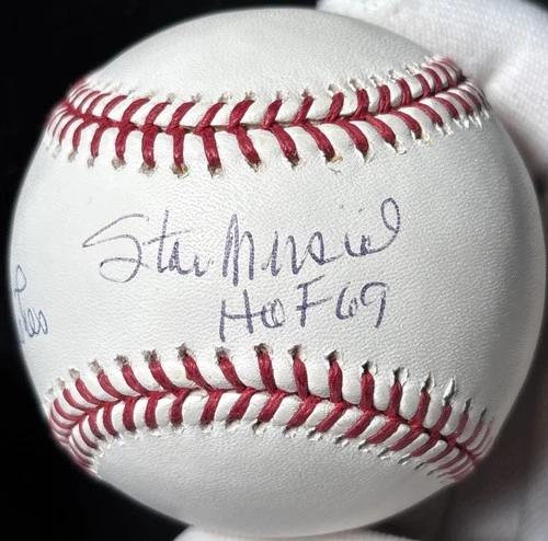 Stan Musial Autographed OML Baseball "HOF 69" Inscription **FRESH BAS STICKER**