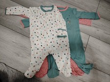 Bnwot Mamas and Papas Baby Girl Babygros X3 Newborn  Sleepsuits