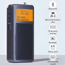 Mini Bluetooth Radio Portable FM Stereo Radio Speaker Alarm Clock Rechargeable