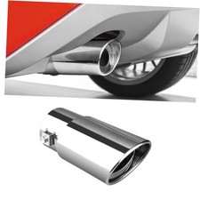 Universal Chrome Exhaust Tip, 1.5"–2.1" Inlet, Stainless Steel, Straight-Silver