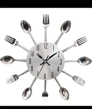Kitchen 3D Modern Creative Wall Clock Best For Decor (Silver)