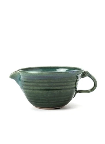 Frankoma Pottery Batter Bowl 6B61 Prairie Green Blue Drip Glaze Vintage USA 8”