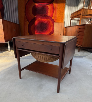 Hans Wegner AT-33 Solid Teak Sewing Table Nightstand Denmark