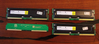 Elpida 1.5GB (3 x 512MB) RDRAM Computer Memory MC-4R512FKE8D-845A PC800 ECC RIMM