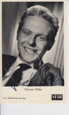 Gunnar Möller+ - seltenes original Autogramm auf STAR REVUE Karte