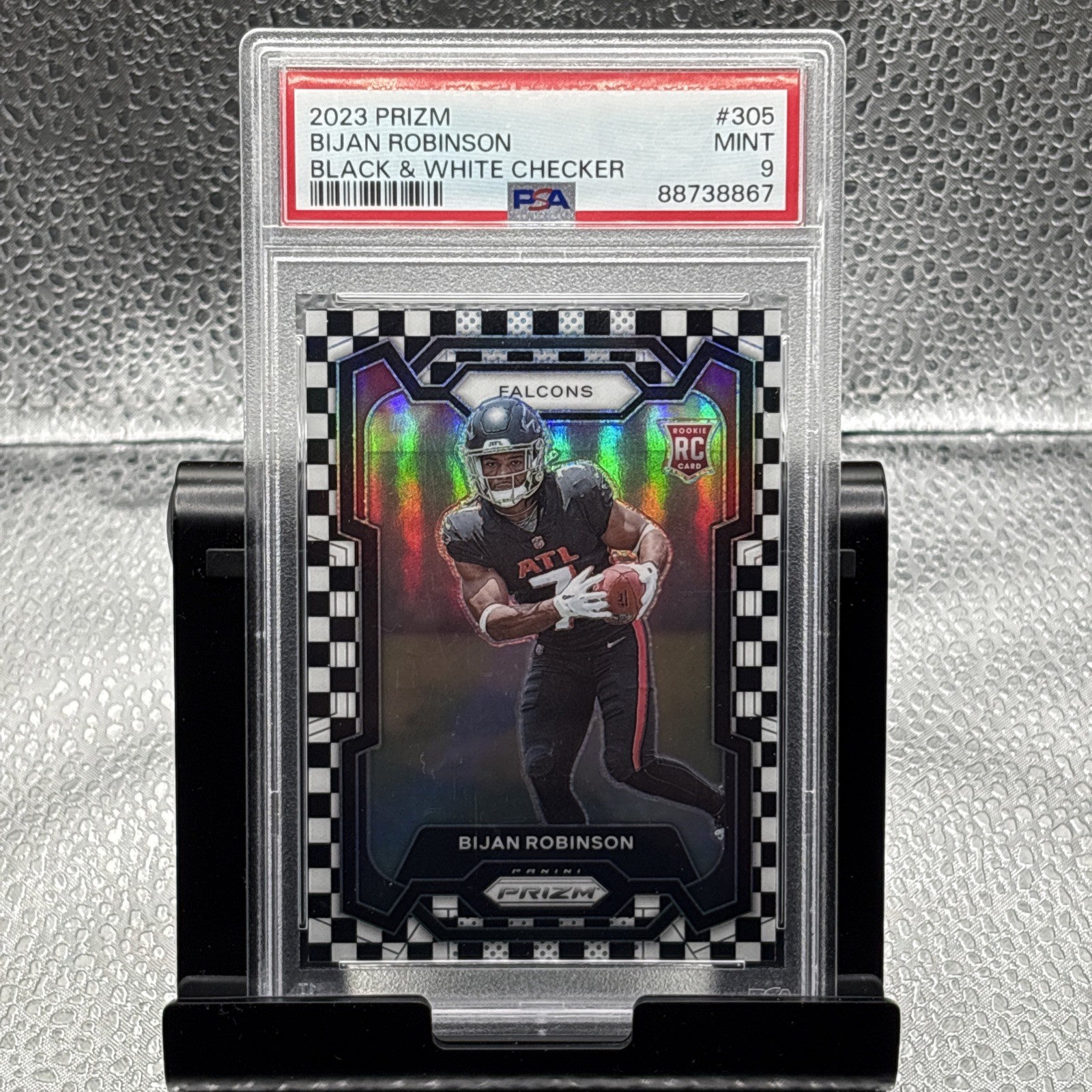 2023 Panini Prizm Rookies Bijan Robinson Black & White Checker Prizm PSA 9 