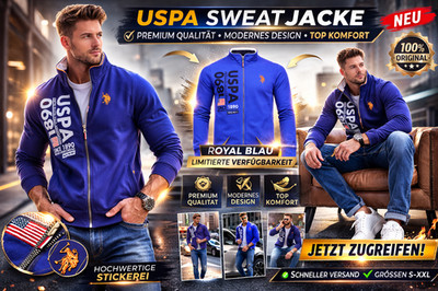 U.S. Polo Assn. Herren Sweatjacke Navy Royal Zip Jacke