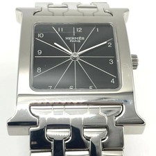 HERMES Watch HH1.510 Stainless Steel Quartz QZ Black Dial Silver Men's Used 2