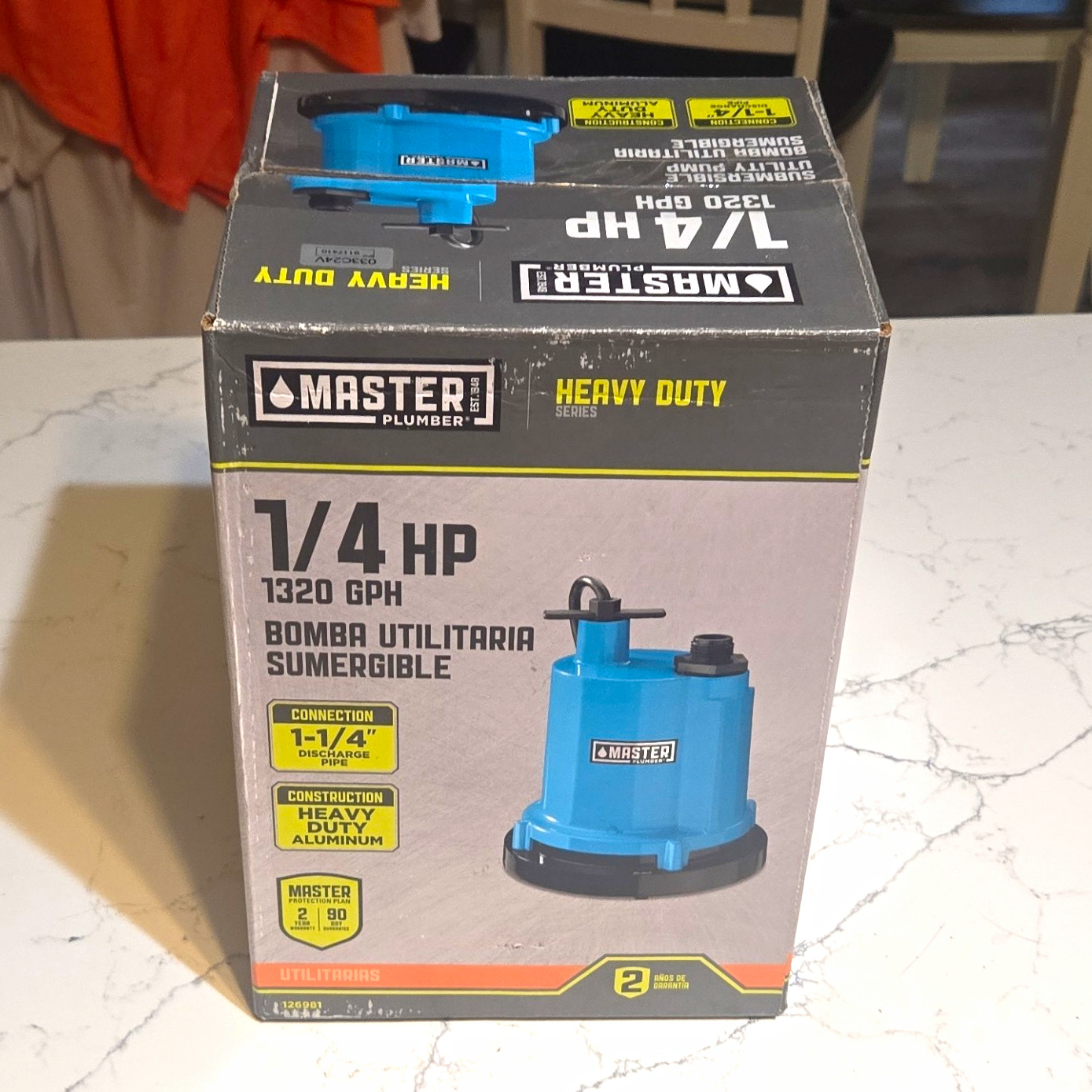 Master Plumber Heavy Duty Submersible Utility Pump 1/4 HP 1320 GPH 1-1/4"