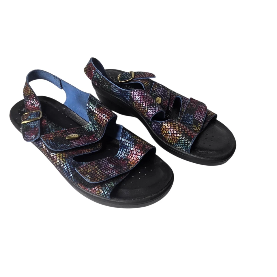 FLEXUS Spring Step Leather Multi-Colored Snakeskin Sandals US SZ 8.5 EU 39 Italy - Image 2 of 4