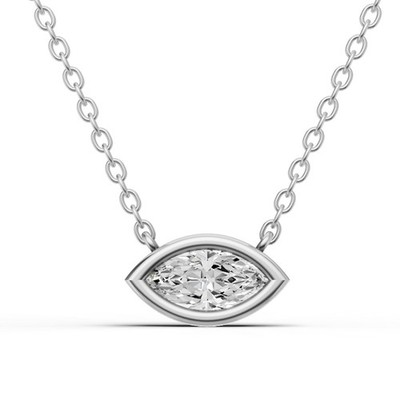 14K Weißgold 0,25 ctw Lab Grown Marquise Form Diamant Solitär Anhänger