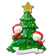 Family of 2 3 4 5 6 7 8 Faces Personalized Christmas Ornament