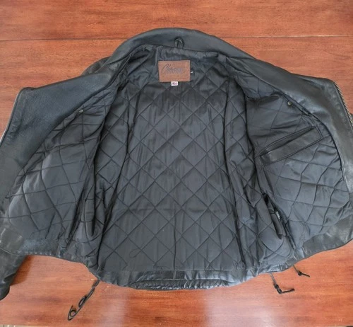 Vtg Custom Chrome Gear Large Leather Motorcycle Jacket Made In USA Talon Zippers image 9