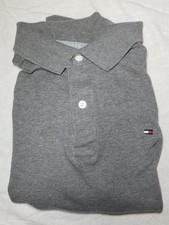 Tommy Hilfiger polo shirt men medium gray excellent condition