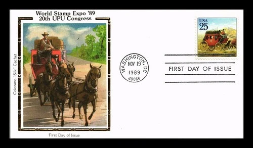 US COVER CLASSIC MAIL TRANSPORTATION STAGECOACH FDC COLORANO SILK CACHET
