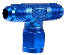 FT-1-9009-06-BL 6an An-6 9/16 Female Male Flare SwiveL Tee Aluminum Finish