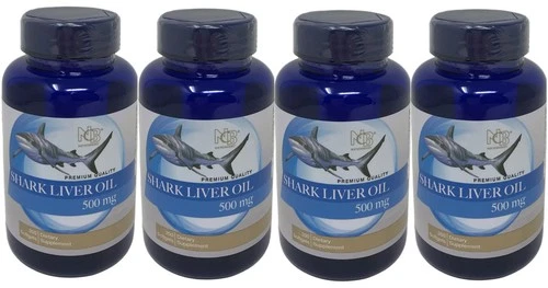 4 Bottles Shark Liver Oil 500mg, 4x 200= 800 softgels Best Deal Free Shipping