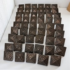 Lot of 54 Vintage Bronze-Rubbed 1.5  Pyramid Clavos Tacks   Rustic Iron Nails