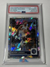 2023-24 NBA Hoops Premium Anthony Edwards #87 Ice Prizm On Card Auto PSA 10