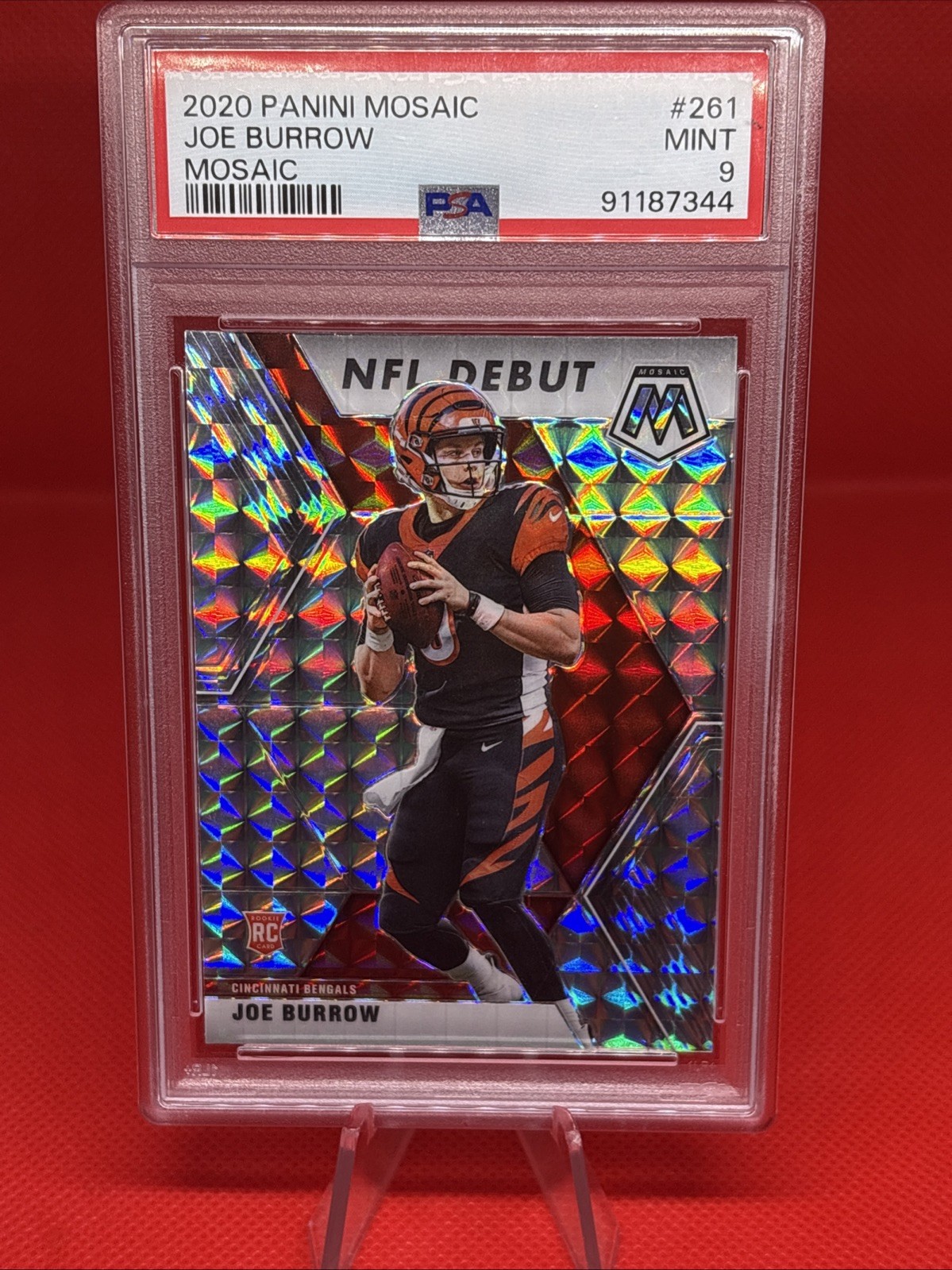 2020 Panini Mosaic Joe Burrow #201 PSA 10 Rookie Mosaic Prizm Bengals Football