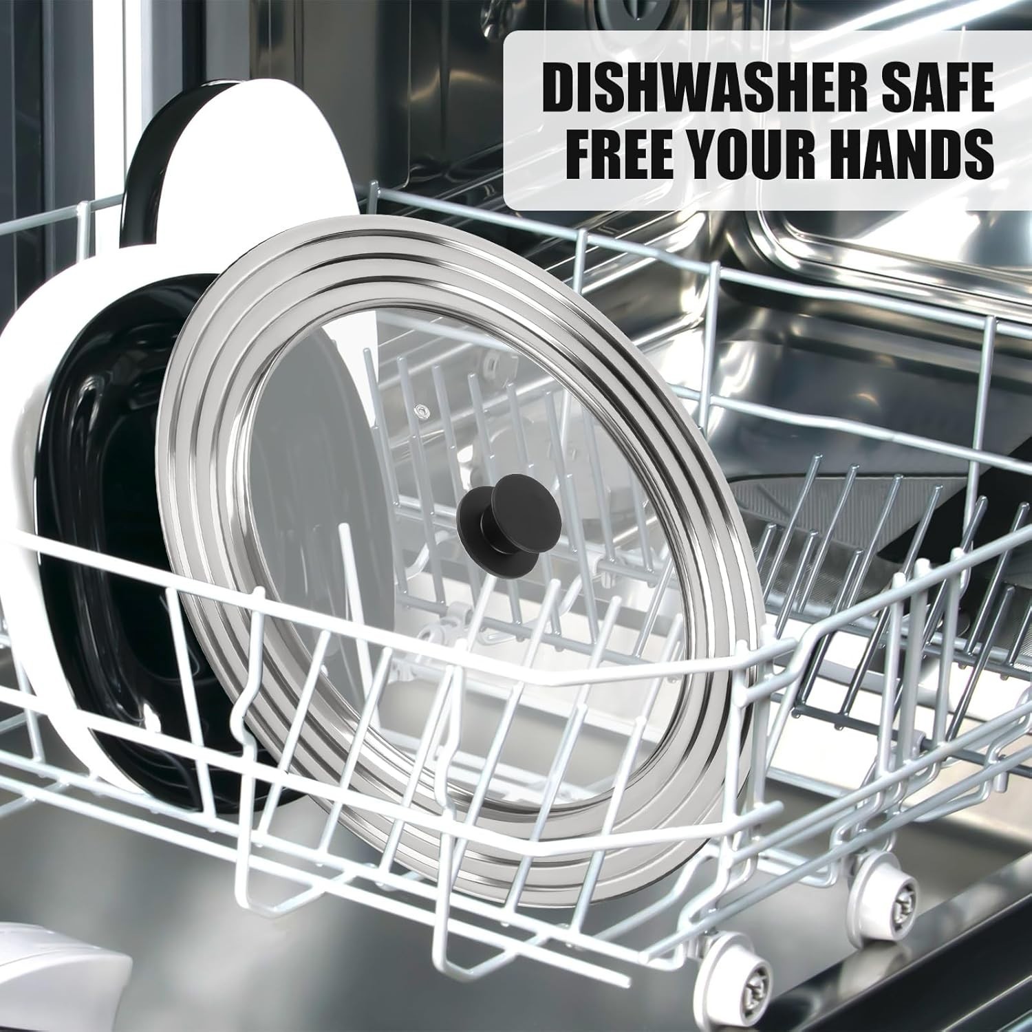 Pan Lid Fits 11, 12 & 13 Inch Cookware, Universal Lid for Pots, Pans and Skillet