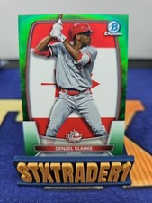 Denzel Clarke /99 - 2023 Bowman Chrome WBC Flag Green Refractor Canada Athletics