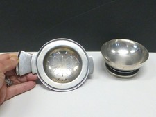Georg Jensen Pyramid Sterling Silver on Cup Tea Strainer Teaball & Sterling Rest