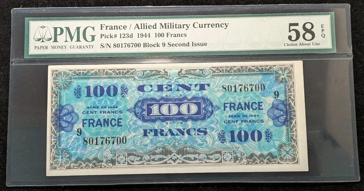 Circulated 1944 Year Military Currency French Paper Money for sale