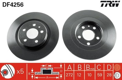 2x TRW DF4256 Bremsscheibe für CITROËN  passend für FIAT LANCIA PEUGEOT Bremsanl