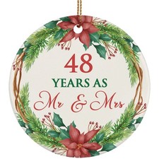 48th Weeding Anniversary Ornament 48 Years As Mr Mrs Christmas Gift Tree Decor