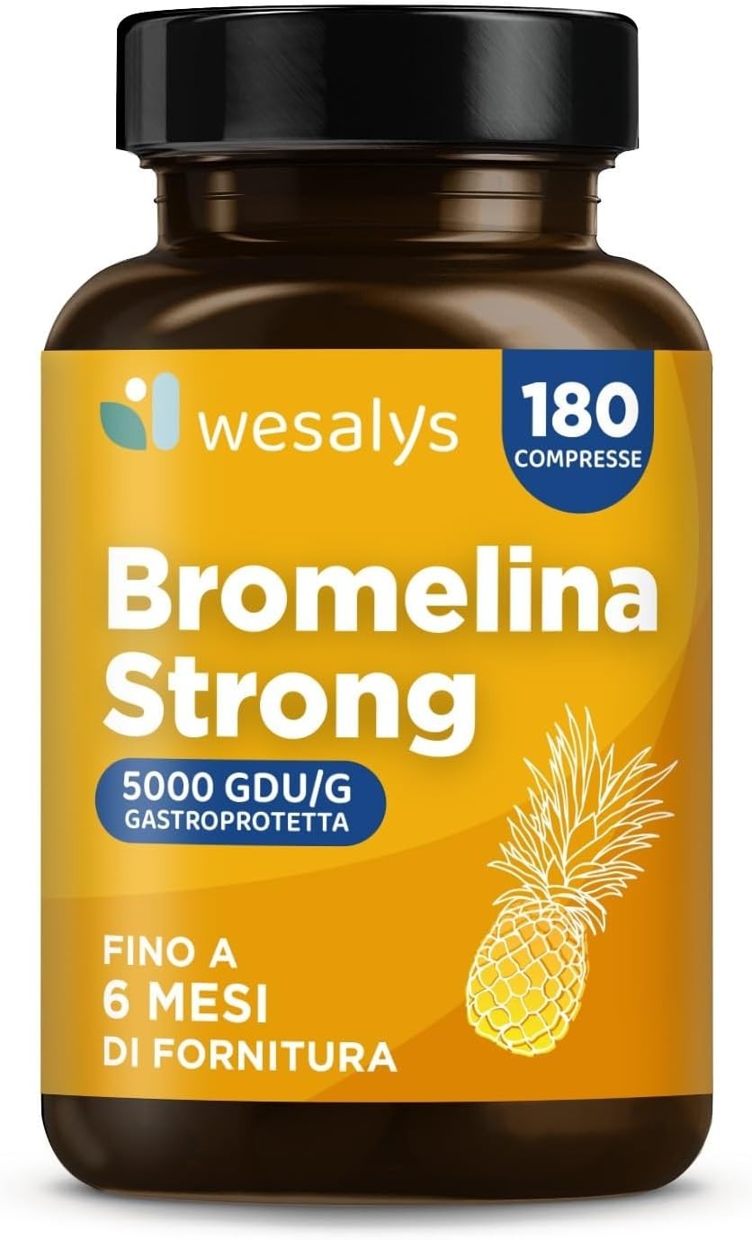 Bromelina Forte Drenante 5000 Gdu/G Gastroprotetta, 180 Compresse Fino a 6 Mesi