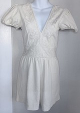 Zara Cream Textured Lace detail romper women small