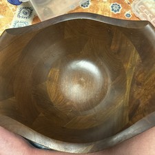 Real Walnut Solid Wood Bowl Salad Serving 12in
