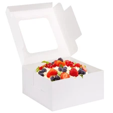 32pcs Cake Boxes, 10x10x5 Inch Cake Containers With Window, Bakery Boxes Past...