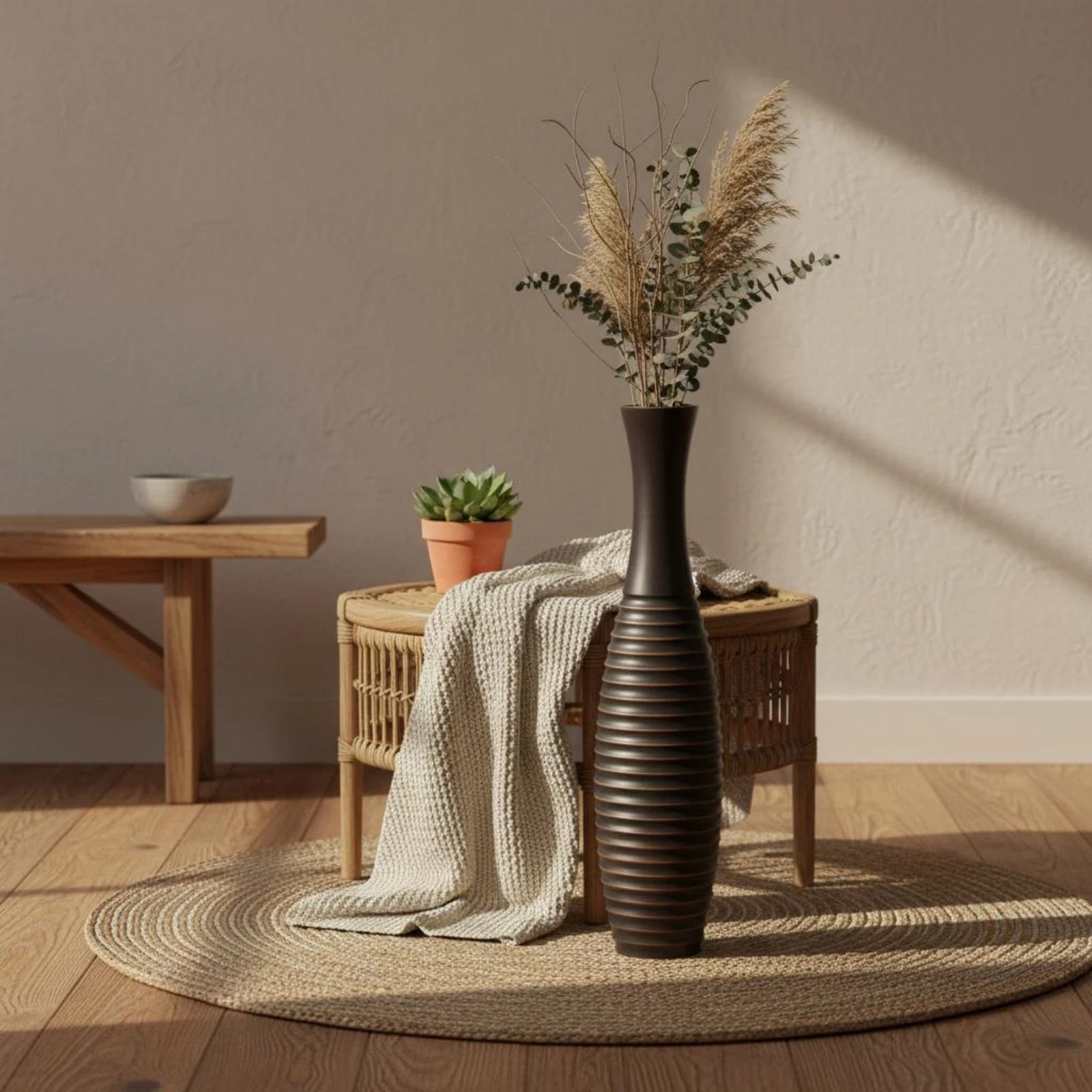 Large Ribbed Floor Vase Anti-Slip Bottom Home Decoration for Living Room
Opens in a new window or ta