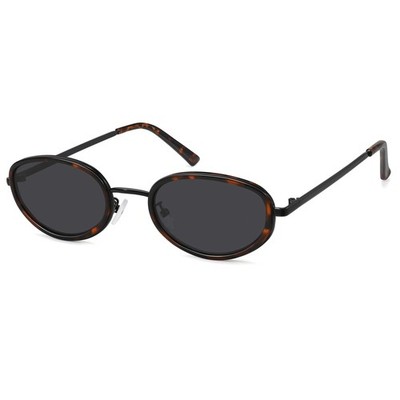 Fozono Oval Sunglasses for Small Faces, Metal Frame with Grey Lenses, UV Prot...