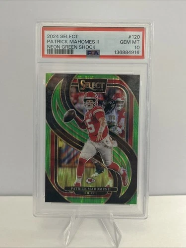 2024 PANINI SELECT PATRICK MAHOMES II #120 NEON GREEN SHOCK /499 PSA 10